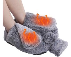 Warmwaterkruik voor de voeten - Voetverwarmer - 2 liter elektrische voetverwarmer - Ultrazacht en warm - Unisex 2-in-1 voetverwarmingskussen - Warmte en bescherming in de winter - Afneembare pluche hoes - Grijs