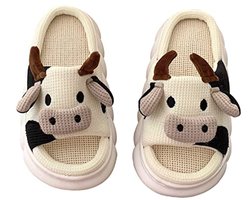 Zachte Dames Pluche Koe Sloffen - Warm en Comfortabel voor de Winter