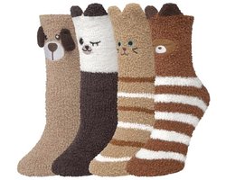 Zachte en Warme Knuffelsokken voor Dames - Ideale Wintersokken voor Binnen met Dierlijke Patronen - Maat 39-42