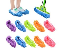 Zeynomax - 5 paar herbruikbare dweilpantoffels voor huisvloer reiniging - afneembaar en wasbaar - poetsschoenen voor dames en heren - 5 kleuren - eenvoudig te gebruiken.