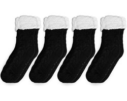 Zoem - Fleece sokken- 4 paar - maat 35-40 - combi deal - winter -super zacht - warme voeten - zwart