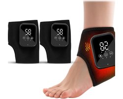 2 stuk Enkel Warmte Kompres - Draadloos en Oplaadbaar 2-in-1 Massageapparaat met Trillingen - Voor Pijnverlichting en Betere Bloedsomloop - Verwarmde Enkelbrace voor Thuisgebruik
