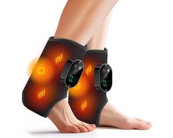 2 stuks draadloze voetmassageapparaten - voor neuropathie - voet- en enkelmassageapparaat - enkelverwarmingskussen met massagefunctie - 6 warmtestanden en 3 massagestanden met timer (zwart)
