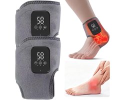 2 stuks voetmassageapparaat - Draagbaar voet- en enkelmassageapparaat met warmte, 3 vibratiestanden en 3 warmteniveaus, geschikt voor plantaire fasciitis, thuisgebruik en op reis (grijs)