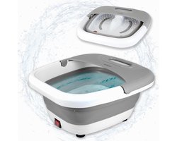 Aura® Voetenbad met Massage - Voetmassage Apparaat - Elektrisch Voetbad - Verwarmd - Voetmassage - Wit/Grijs - 43cm x 17cm x 38cm