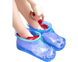 Daity Draagbare voetbad, draagbare voetmassageschoenen, badmassagebekken voettherapieschoenen voor warme massage ter bevordering van de bloedsomloop (18 cm hoog, maat 45, blauw)