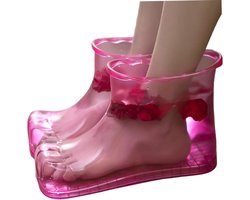 Daity Draagbare voetbad, draagbare voetmassageschoenen, badmassagebekken voettherapieschoenen voor warme massage ter bevordering van de bloedsomloop (18 cm hoog, maat 45, rood)