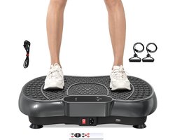 Deliqa fitness trilplaat - fitnessapparatuur - magnetische massage apparaat voor thuis - vibratie plaat - 99 snelheden / niveaus - met trainingsbanden en afstandsbediening - 56 x 34.5 x 12 cm