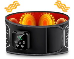 Draadloze verwarmde massagegordel voor de taille, warmtekussen voor de taille, 3 massagestanden, 4 temperatuurstanden, verlicht pijn in de onderrug en buik.