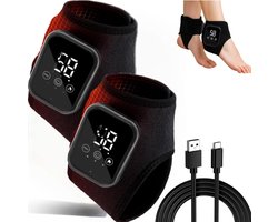 Draadloze Voetmassage Apparaat - Zwart Dubbel - Verwarming & Trilling - Oplaadbaar - 15 Min Timer - Auto-Uit - Voor Enkel & Voet