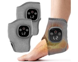 Dubbele massage verwarmingskoker voor voetmassage - ontspannen voeten en enkels - multifunctionele massager -3 modi -4 verwarmingsintensiteiten - draagbaar - voor thuisgebruik - draagbaar op reis - 2 sets - grijs