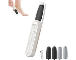Elektrische Voetslijpmachine - Elektrische Voet Eeltverwijderaar - Voetverzorgingstool - Elektrische Voetslijpmachine - 3 Snelheden - Oplaadbaar - Draagbaar - Voor Eelt, Likdoorns en Gebarsten Hielen - Wit