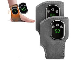 Enkelmassageapparaat, 2-delige elektrische voetmassager met 3 massageniveaus en 5 temperatuurstanden (grijs).