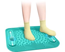 Grote voetmassagemat met twee massageballen - 5-zone voetreflexologiemat voor diverse stimulatie, draagbare acupressuurmat voor voetontspanning, pijnverlichting en vermoeidheidsverlichting - blauw