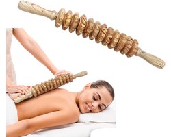 Houten Massager - Houtnerf - Twaalf Wielen - Handduwrollermassage - 44*6cm - Verlicht vermoeidheid in verschillende delen van het lichaam - Ontspan spieren - Houten Roller