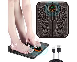 Massage Apparaat EMS Voetmassageapparaat elektrisch - voetmassageapparaat voor doorbloeding en spierpijnverlichting - inklapbaar en draagbaar - 8 modi en 19 intensiteiten