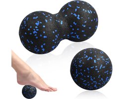 Massagebalset, fascia-massageballen, pinda-massagebal, dubbele lacrossebal, voor myofasciale release en diepe weefselmassage van nek en rug