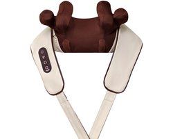Nekmassage-apparaat met verwarmingsfunctie, draadloze nek- en schoudermassage, oplaadbare 6D acupressuur-kneedmassage-apparaat Geschikt voor diepe weefselmassage, een geweldig cadeau Geschikt voor ouders (beige).