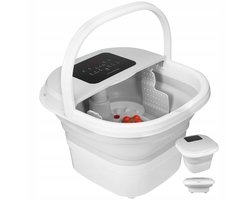 Opvouwbare Voetenbad met Verwarming， Massage & Bubbels - 4 Programma‘s， LCD Bediening， Elektrische Rollers， Draagbaar en Makkelijk Op te Berg