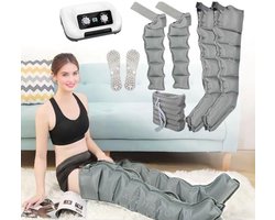 Pressotherapie-apparaat voor thuis met 6 holle ruimtes, voet- en beenmassageapparaat voor luchtcompressie, elektrische druktherapie, voeten, benen en buik (grijs, benen + armen + lumen)