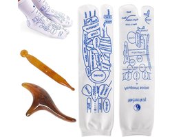 Reflexologie sokken voor voetmassage, pen en massageapparaat | Acupressuur massage | Heren maat 40-44 | Ontspannende voetreflexzonesokken