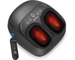 Shiatsu Voetmassageapparaat met Warmte – 3D Kneedrollen, Luchtcompressie & Trilling – 3 Intensiteitsniveaus – Met Afstandsbediening (Zwart)