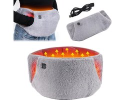 Verwarmde lendensteungordel, 2-in-1 draagbare handwarmer, oplaadbare heupgordel, 3 temperatuurinstellingen, oplaadbaar via USB, verlicht menstruatiekrampen, pijn in de onderrug en handen, grijs.