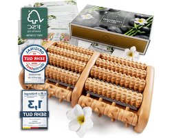 Voetmassage apparaat - Premium voetmassageroller hout - Duitse handleiding - kaart voetreflexzonemassage - voetmassageroller hout - voetroller massage hout - hielspoor - plantaire fasciitis Voetmassage apparaat