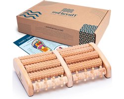 Voetmassage apparaat Roller voor dubbele voetmassage - groot - Ontspanning en verlichting van plantaire fasciitis hiel- en boogpijn - Hulpmiddel voor stressverlichting - Inclusief volledige instructies en reflexologiekaart Voetmassage apparaat