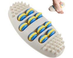 voetmassage apparaat- voetmassage- voetmassage roller- Voetmassageroller voor thuis - Acupressuurmassage - Draagbaar - Voetmassageroller - Voor verlichting van plantaire fasciitis - Dubbele voetmassageroller met magnetische drukpunten (wit - 10*10cm)