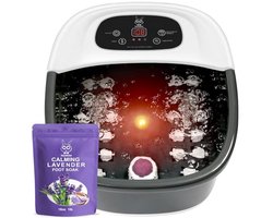 Voetmassage Spa met Warmtebellen en Trillingsmassage, 16oz Lavendel Voet Soak, Masaagereollen en Verstelbare Temperatuur - Zwart