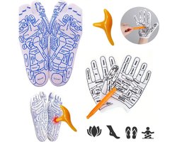 WiebelTandje Reflexologie Sokken met Reflexologie Handschoenen Set - Voetmassage en Handmassage Drukpuntweergave en 2 Acupressuur Pennen - Perfect voor Voetmassage Handmassage - Acupunctuur en Ontspanning - Unisex Massage Accessoire voor Reflexologie