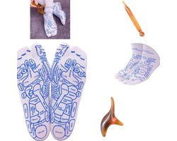 WoodyDoody Massage Acupunctuur Reflexology Sokken Dubbelzijdig Bedrukt - Reflexologie Sokken met Drukpunten met 2 Stijlvolle Acupressuur Pennen voor Voetmassage - Voetreflexologie Sokken UNISEX van Rugpijn tot Spijsvertering Verbetering