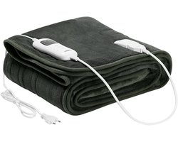 AREBOS Elektrische Deken - 200×180 cm - Warmtedeken - Elektrische Onderdeken - 9 warmtestanden - Timerfunctie - Antraciet