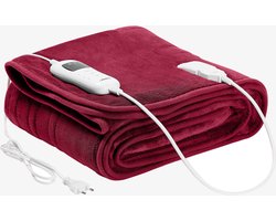 AREBOS elektrische deken Elektrische verwarmde onderdeken knuffeldoek 160 × 120 cm Bordeaux