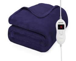 Auronic Elektrische Deken - 200 x 150 cm - 2 Persoons Warmtedeken - 9 Warmtestanden - Verwarmingsdeken - Blauw