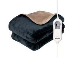 Auronic Elektrische Deken - 200 x 180 cm - 2 Persoons Warmtedeken - 3 Warmtestanden met Timer - Verwarmingsdeken - Antraciet