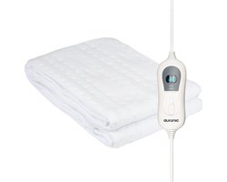 Auronic Elektrische Onderdeken - 150 x 80 cm - 1 Persoons Warmtedeken - 3 Warmtestanden met Timer - met Hoekelastieken - Verwarmingsdeken - Wit