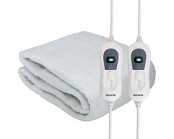Auronic Elektrische Onderdeken XL - 190x160 cm - 2 Persoons - Hoeslaken met Elastieke Banden - Verwarmingsdeken - Wit
