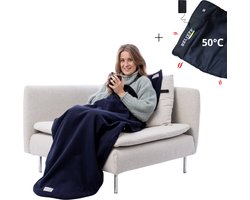 Belieff Cozy Deken (M) – 140 x 86 CM - Fleece Plaid + Heating Systeem - 3 Standen - Tot 50 Graden - Warmte Deken Elektrisch Voor Op De Bank - Warmtedeken Draadloos - Warmtedeken Oplaadbaar - Blauw