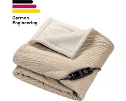 Beurer Elektrische Deken Premium - Warmtedeken - 1 persoons 180x130cm - BSS (Beurer Safety System) - Corduroy - Beige - 5 Jaar Garantie excl bij Bol.com