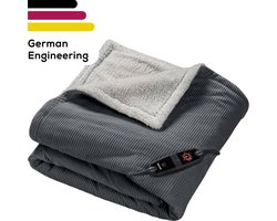 Beurer Elektrische Deken Premium - Warmtedeken - 1 persoons 180x130cm - BSS (Beurer Safety System) - Corduroy - Grijs - 5 Jaar Garantie excl bij Bol.com