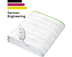 Beurer Elektrische onderdeken 1 persoons - Elektrische deken 150x80cm - Onderdeken - BSS (Beurer Safety System) - Ademend fleece - Elastische Banden - Wit