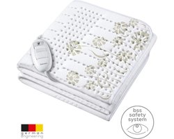 Beurer Elektrische onderdeken 1 persoons - Elektrische deken 150x80cm - Onderdeken - Snelle opwarming - BSS (Beurer Safety System) - Ademend fleece - Wit