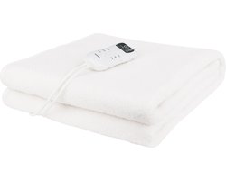 Blokker Elektrische Onderdeken - 60W - 160x80cm - 4 temperatuur instellingen - Automatische uitschakeling - Onafhankelijke lichaamszones - Digitaal display - Timer - Wasmachine reinigbaar - 2.15m snoer - Synthetisch wol & polyester - EBL-132326.1 Wit