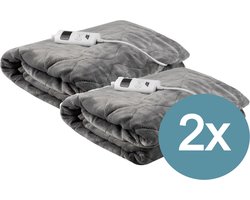 Bobbel Home - Elektrische Deken - 2 PACK - Bovendeken - Onderdeken - Warmte Deken - 2 Persoons - Grijs