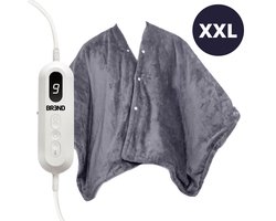 BREND BR-2220 Elektrische Deken en Poncho – Sherpa en Flanel Fleece Plaid – Warmte Cape - 160 x 130 cm - 9 Temperatuurinstellingen - Antraciet