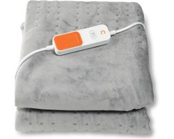C-Care KTS160 Grijs 1P Elektrische Warmtedeken Xtra lang - 90 x 200 cm - Extra voetenwarmer - Timer - Cosy fleece - Oeko-tex gecertificeerd