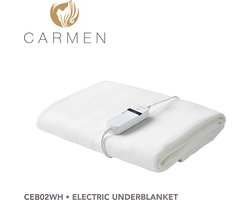 Carmen CEB02WH - Wasbaar - Elektrische deken - 150 x 80 cm - Fleece - Wit