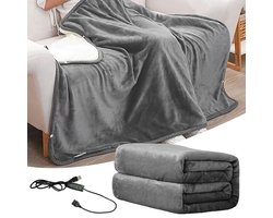 Collox Elektrische Verwarmingsdeken - Oplaadbaar - 3 verschillende warmtestanden - Grijs